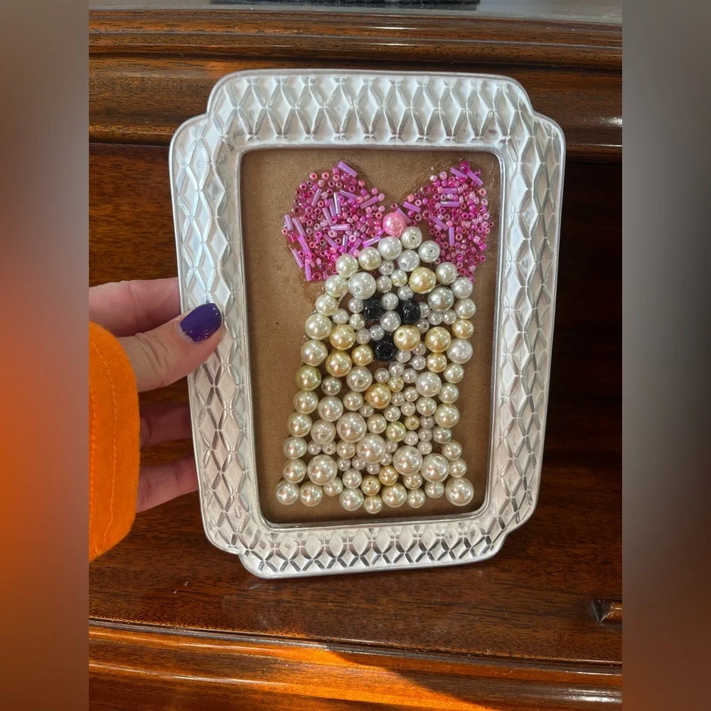 👻 Faux Pearl Ghost with Pink Beaded Bow